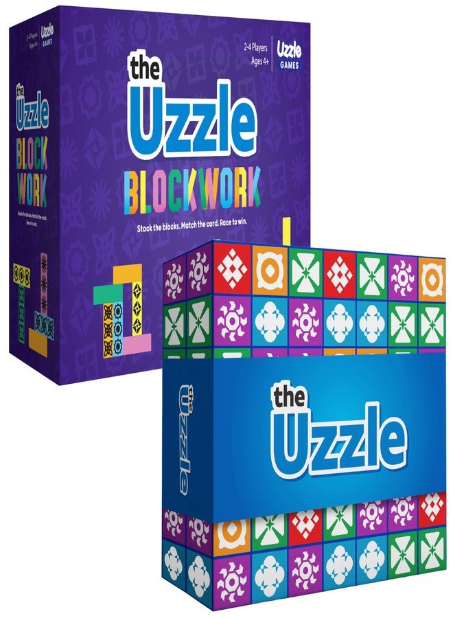 The Uzzle Uzzle 3.0 Board Game & Blockwork Bundle - Ultimate Family Fun Pack - Fast-Paced Puzzle Games for Ages 4+ - Multiple Difficulty Levels - 2 to 4 Players - Image 1